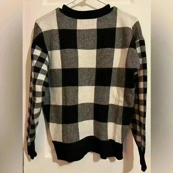 Rachel Zoe Black and White Checker Plaid Turtleneck Sweater, Women's Size S - Picture 4 of 4